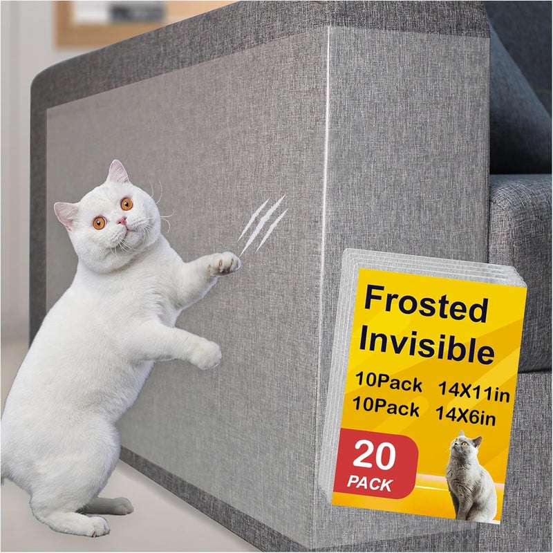 AOUKAR Anti-Cat Scratch Furniture Protector from Cats scratching-20-Pack Clear Sofa Guard Tape for Couches, Deterrent Pet Protection Film to Stop Cats Clawing Corners & Edges - Image 1